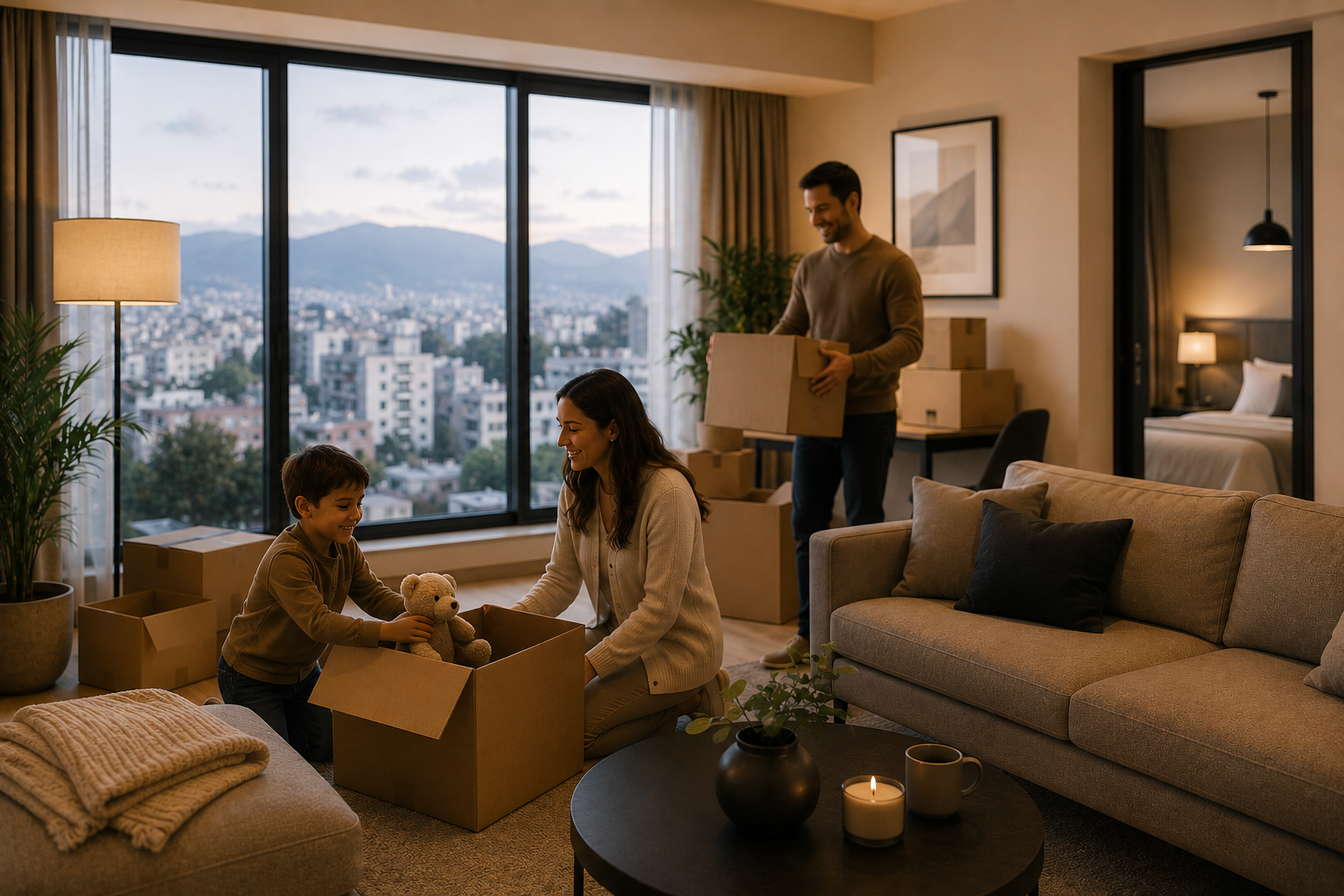 Familia en una residencia con vista a Quito